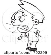 Cartoon Black And White Boy Yelling Or Ranting