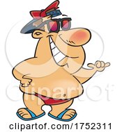 Cartoon Chubby Guy On A Beach