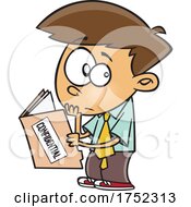 Cartoon Boy Reading A Confidential File