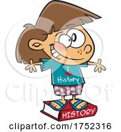 Cartoon Girl With An I Love History Shirt And Book