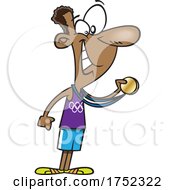 Cartoon Athlete With A Medal