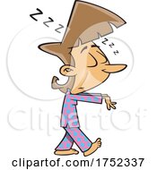 Cartoon Girl Sleep Walking