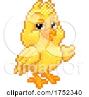 Poster, Art Print Of Easter Chick Chicken Pixel Art Video Game Cartoon