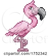 Poster, Art Print Of Flamingo Bird Pixel Art Video Game Animal Cartoon