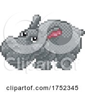 Poster, Art Print Of Hippo Pixel Art Safari Animal Video Game Cartoon