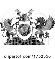 Poster, Art Print Of Coat Of Arms Pegasus Unicorn Crest Lion Shield