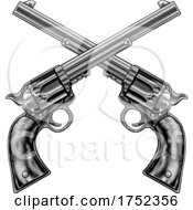 Poster, Art Print Of Cross Gun Revolver Western Cowboy Pistols Woodcut