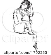 Poster, Art Print Of Female Nude Sitting Doodle_3727-4