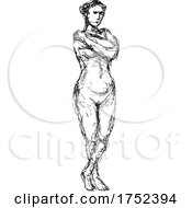 Poster, Art Print Of Female Nude Standing Bw-Doodle_3716