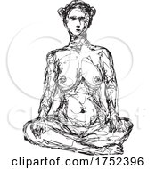 Female Nude Sitting BW DOODLE 3720