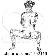 Poster, Art Print Of Female Nude Sitting Bw-Doodle_3717