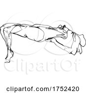 Poster, Art Print Of Nude Female Human Figure Posing Reclining Or Lying Down Doodle Art Continuous Line Drawing