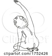 Poster, Art Print Of Female Nude Sitting On Knees Hero Pose Continuous Line Doodle Drawing