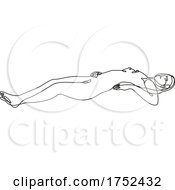 Poster, Art Print Of Female Nude Lying On Back Or Supine Position Continuous Line Doodle Drawing