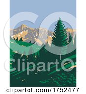 Poster, Art Print Of Mercantour National Park Or Parc National Du Mercantour In Alpes De Haute Provence And Alpes-Maritimes Department France Art Deco Wpa Poster Art
