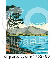 Poster, Art Print Of Inveruglas Isle In Loch Lomond And The Trossachs National Park Scotland Uk Art Deco Wpa Poster Art