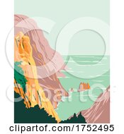 Poster, Art Print Of Calanques National Park Or Parc National Des Calanques In Sugiton On Mediterranean Coast In Bouches Du Rhone France Art Deco Wpa Poster Art