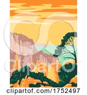 Poster, Art Print Of Calanques National Park Or Parc National Des Calanques In Belvedere On Mediterranean Coast In Southern France Art Deco Wpa Poster Art