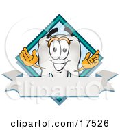 Clipart Picture Of A Tooth Mascot Cartoon Character Over A Blank White Banner On A Logo