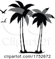 Poster, Art Print Of Palm Trees And Seagulls