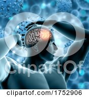 3D Medical Background With Male Figure And Brain Highlighted