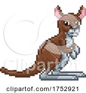 Poster, Art Print Of Kangaroo Pixel Art Safari Animal Cartoon