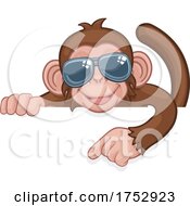 Monkey Sunglasses Cartoon Animal Pointing At Sign