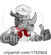 Poster, Art Print Of Rhino Chef Mascot Sign Cartoon Character
