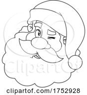 Poster, Art Print Of Black And White Winking Santa Claus Face