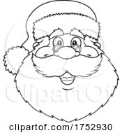 Black And White Happy Santa Claus Face