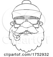 Poster, Art Print Of Black And White Bad Santa Claus Smoking A Cigarette
