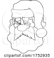 Black And White Crying Santa Claus Face
