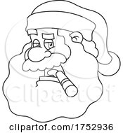 Poster, Art Print Of Black And White Santa Claus Smoking A Cigar