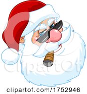 Bad Santa Claus Smoking A Cigar by Hit Toon