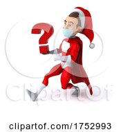 3d Masked White Male Super Hero Christmas Santa On A White Background