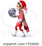 3d Masked White Male Super Hero Christmas Santa On A White Background