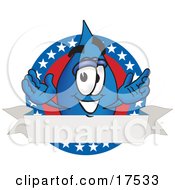 Poster, Art Print Of Water Drop Mascot Cartoon Character On An American Themed Logo