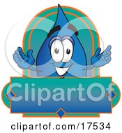Poster, Art Print Of Water Drop Mascot Cartoon Character On A Blank Label