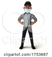 3d Black Male Referee On A White Background