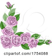 Poster, Art Print Of Rose Flower Border Woodcut Vintage Corner Frame