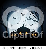 Halloween Background With Spooky Pumpkins