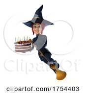 3d Sexy Blue Witch On A White Background by Julos