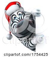 3d Christmas Zebra On A White Background