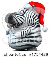 3d Christmas Zebra On A White Background
