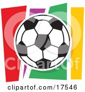 Poster, Art Print Of Black And White Soccer Ball Against A Colorful Background