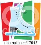 Poster, Art Print Of Blue Figure Skating Ice Skate Against A Colorful Background