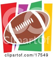 Poster, Art Print Of Brown Leather American Football Ball Against A Colorful Background