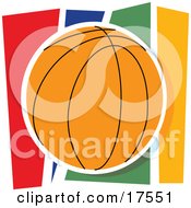 Poster, Art Print Of Orange Basketball Against A Colorful Background