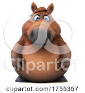 3d Chubby Brown Horse On A White Background by Julos