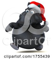 3d Chubby Black Christmas Horse On A White Background